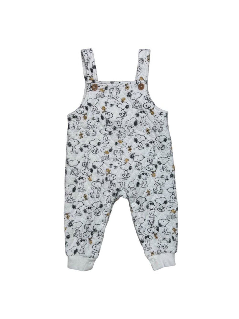 Peanuts Snoopy & Woodstock All Over Print Toddler 6-9 Months Overalls Romper Sof